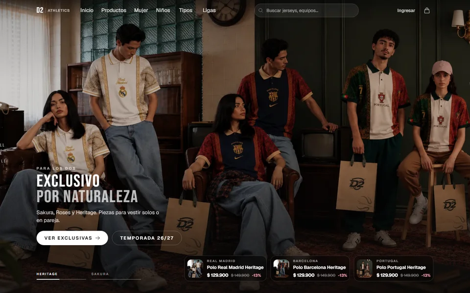 Captura real de D2Athletics en escritorio