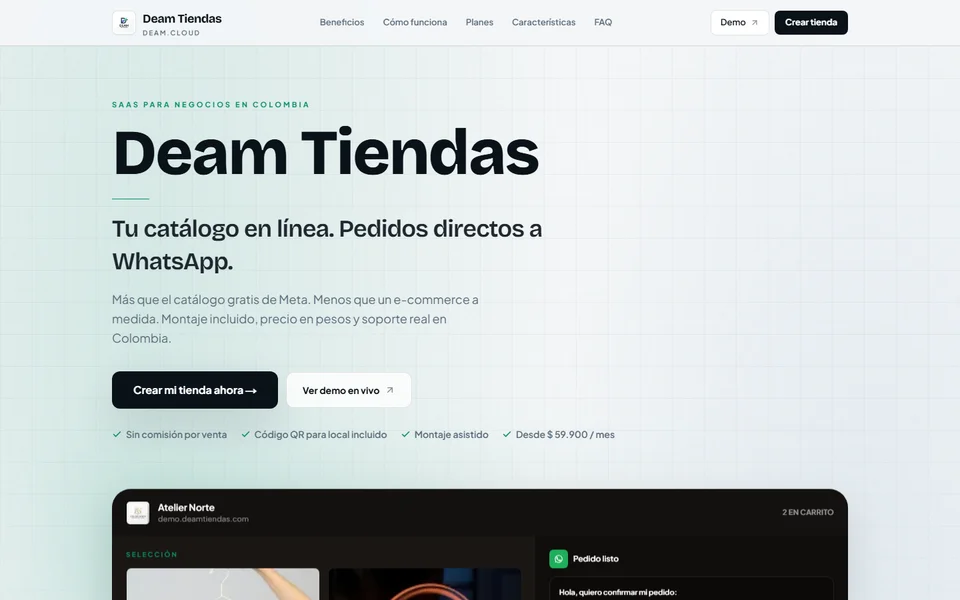 Captura real de Deam Tiendas en escritorio